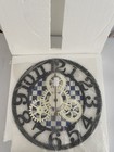 Mackenzie Childs Farmhouse Wall Clock Kitchen Royal Check 24    Blue White