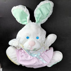 Vint 1980s Fisher Price Puffalump Stuffed Baby Rabbit Bunny Plush 12  Toy Rattle