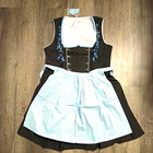 Clearlove Women s Dirndl Dress Xxl Black Rayon With Blue Apron