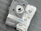 Carter s Just One You Baby Hooded Towel And Bath Towel Set Gray Bear Theme