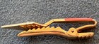 Masonic Gold Tone Square   Compass Tie Tack Tie Clip Clasp Red Accent