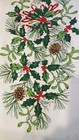 Holiday Christmas Tablecloth 58  X 98  Rectangular  Holly  Pine Cones  Mistletoe