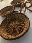 Wicker Woven Basket Home Decor Wall Hanging Set Of 5 Boho Farmhouse 8  Diameter