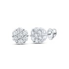 925 Sterling Silver 8mm Cz Cluster Stud Earrings Men Women Flower