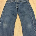 Levis 501 Jeans Mens 32x30 Blue Denim Distressed Button Fly Cotton Pocket Casual