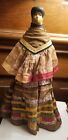 Rare Antique Seminole Native American Indian Beaded Wood Doll 12 