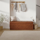 43  Folding Storage Ottoman Bench Faux Leather Footrest End Of Bed Stool Brown