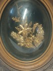 Vtg Flora Hawaii Framed 24k Gold Dipped Flower Domed Carved Ornate Wood Frame