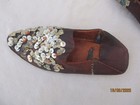 Rare Antique Moroccan Babouche Burgundy Leather Silver Sequins Bata Shoes Museum