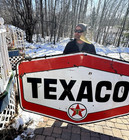 Vintage Original Large Tomahawk 2 Sided Texaco Oil  Porcelain Sign Gas 86 By 54