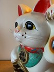 Vintage Maneki Neko 10  Pottery Ceramic Lucky Cat Japanese Bank Figurine