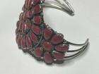 Vtg Signed Jw Navajo Sterling Silver Red Coral Cuff Bracelet Size 6 5