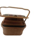 Vintage 1998 Woven Wood Sewing Box basket W  Tray Spring Floral Fabric New
