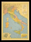 Vintage Italy Map Wall Art Railroad 1950s Original Roma Napoli Sicily