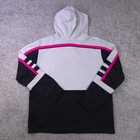 Adidas Hoodie Womens Medium Sweatshirt Logo Spellout Ivory Pink Black Pullover