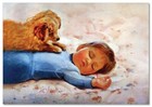 Lovely Children-flowers Of Life Pretty Boy Dog Puppy Kids New Modern Postcard