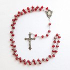 Rosary Red Crystal Crucifix Vintage Catholic Christian Religious Church Gift