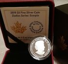 2019 Scorpio Zodiac  5 1 4oz Pure Silver Proof Canada 27mm Coin With Crystal