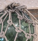 Vintage Original Japanese Glass Roped Fishing Float Green 13  Diameter Buoy