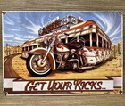 Vintage Thirsty s Diner Route 66 Porcelain Sign Gas Oil Road Pump Plate Harley