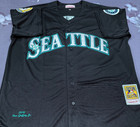 Vintage Ken Griffey Jr   24 Mariners Throwback Black Sewn Stitched Jersey 