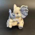 Vtg Dutch Blue Delft Mama   Baby Elephant Ceramic Piggy Bank Hand Painted 6 