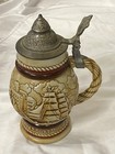 Avon Beer Mug Collectible Vintage 1977 Ship Sail Brown Cream And Red Flip Top