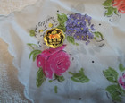 Vintage Large Size Unused Floral Print Ladies Handkerchief Orig Label