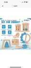 Set Of 2 Boxes Blue Wooden Baby Toy   Wooden Baby Rattle 0-6 Month Wooden Toys