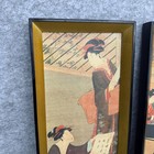 Pair Vintage Japanese Art Prints Utagawa Toyohiro The Four Accomplishments Frame