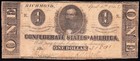 T-62 1863  1 Confederate Csa Note  Free Shipping  81831
