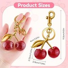Cute  Cherry Bag Charm Keychain Glitter Resin And Metal Brass