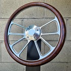 14  Billet Steering Wheel W  Hydro Dipped Burlwood Half Wrap And Fs Horn