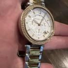 Michael Kors Parker Women Mk-5626 Chronograph Pave Two Tone Quartz Watch 6 1 2 