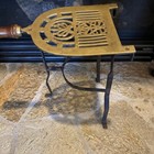 Fireplace Trivet  Kettle Stand  Solid Brass   Wrought Iron  Penny Foot  13 5   