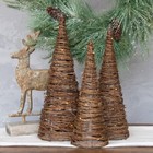 Ragon House Primitive Farmhouse Rustic 3 Pc Lighted Grapevine Cone Trees