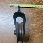 Antique Wood   Cast Iron Pulley Block W  Strap Ring  Approx  11 In