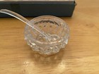 Vtg  Clear Glass Salt Cellars   Salt Dips   With Plastic Spoons  Lot Of 5