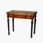 Antique French Ebonized  Ormolu   Inlay Card Table C1880