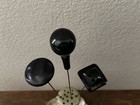 Antique Victorian Mourning Jet Black Hat Pins Lot Of 3 Glass Wood