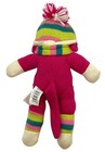 Dan Dee Sock Monkey Plush Toy 11in Pink With Colorful Stripes Winter Hat   Scarf