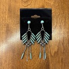Vintage Native American Turquoise Earrings Sterling Silver Navajo Old Pawn