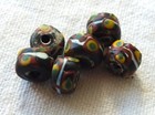 6 Antique Wound Lampwork Eyes   Trails Venetian African Trade Beads  1800s