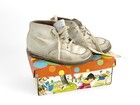 Vintage 1950s Baby Shoes White Leather High-top W  Original Box Step Master