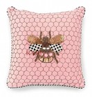 Mackenzie Childs Pink Queen Bee Throw Pillow 18  X 18  New No Box