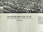 Vintage Birds Eye View Map Of The Town Merrimac Ma  Circa 1970