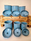 6 Vintage Retro Antique French Kitchen Nesting Enamel Cannisters Metal Art Decor