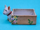 Vintage French Bulldog In His House trinket Box  Darling  Kitschy  No Lid 