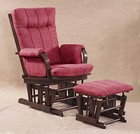  Marsala Super Soft Microfiber Cushion Cherry Wood Glider Chair And Ottoman 