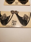 Lot Of 6 Pr Vintage Shoe Clips White   Black Ribbon  Bows    Rhinestone   Cards